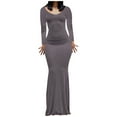 thumbnail image 2 of EQWLJWE Robes Moulantes pour Femmes Élégantes Col Rond Ajusté Manches Longues Aguichant sous-Couche Robe Nuisette, 2 of 6