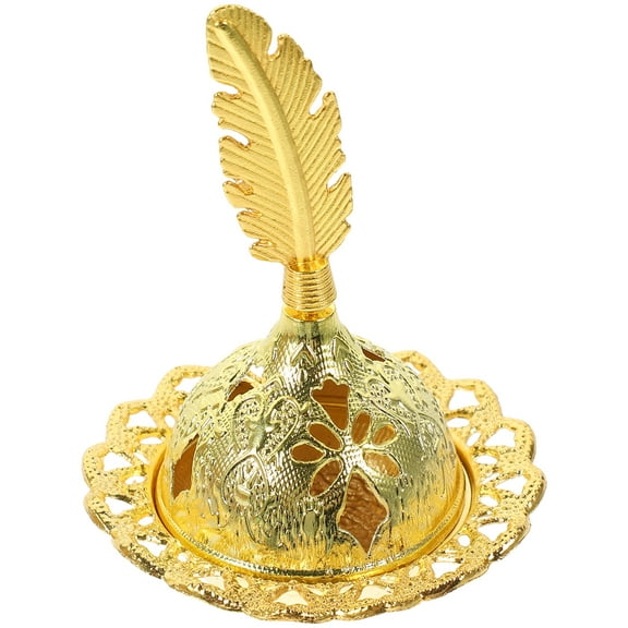 WHAMVOX Golden Alloy Incense Cone Burner with Middle East Design for Home Decor and Storage Small Size