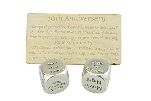 100% Pure Tin Content Tin 10th Wedding Anniversary Date Night Dice 