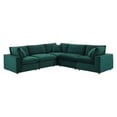 thumbnail image 1 of Modway Commix 5-Piece Down Filled Overstuffed Performance Velvet Sectional Sofa in Green, 1 of 5