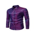 thumbnail image 2 of Jacquard Button-Down Long Sleeve Tops - Slim Fit Shirts for Men, 2 of 5