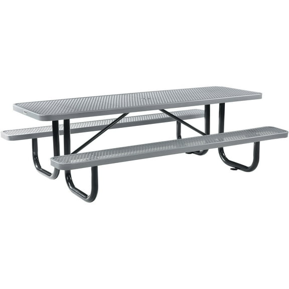 8' Rectangular Picnic Table, Surface Mount, Gray (96" Long)