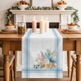 thumbnail image 4 of Blue Coastal Cotton Linen Table Runner for Dining Kitchen, Nautical Starfish Eucalyptus Leaf Coral Striped Wedding Outdoor Party Tablerunners, Dresser Scarf Coffee Tablecloth Runners 13x70 Inches, 4 of 9