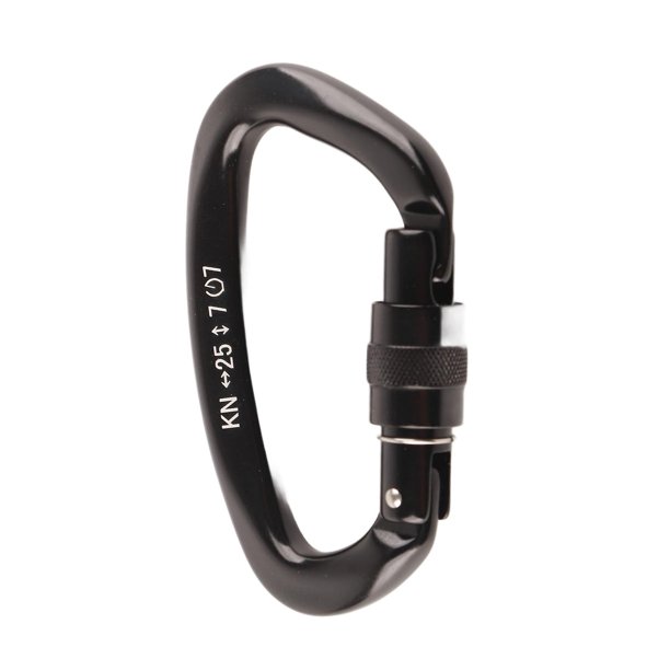 2024D Mosquetón Clip Aleación de aluminio Bloqueo automático Anillo en D resistente Caribeener para escalada Camping Negro
