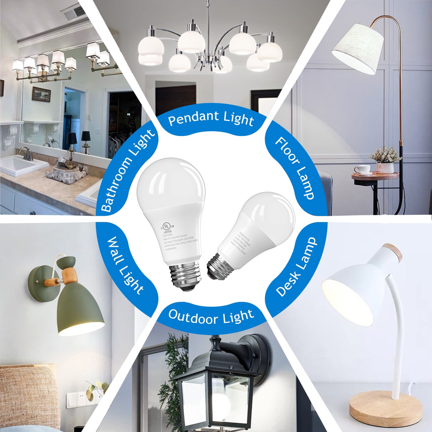 DAYBETTER A19 LED Light Bulbs, 100W Equivalent,5000K Daylight, 15W 1500 Lumens,E26 Standard Base,UL Listed,Lighting for Bedroom Living Room Home Office,24 Pack