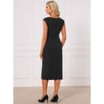 thumbnail image 4 of DARING DIVA Women's Sheath Boat Neck Formal Ruched Office Work Dress L Black, 4 of 5