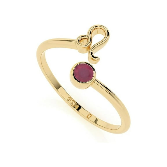 925 Sterling Silver Round 0.4 Ctw Ruby Leo Zodiac Birthstone Women's Weddding Christmas Gift Ring