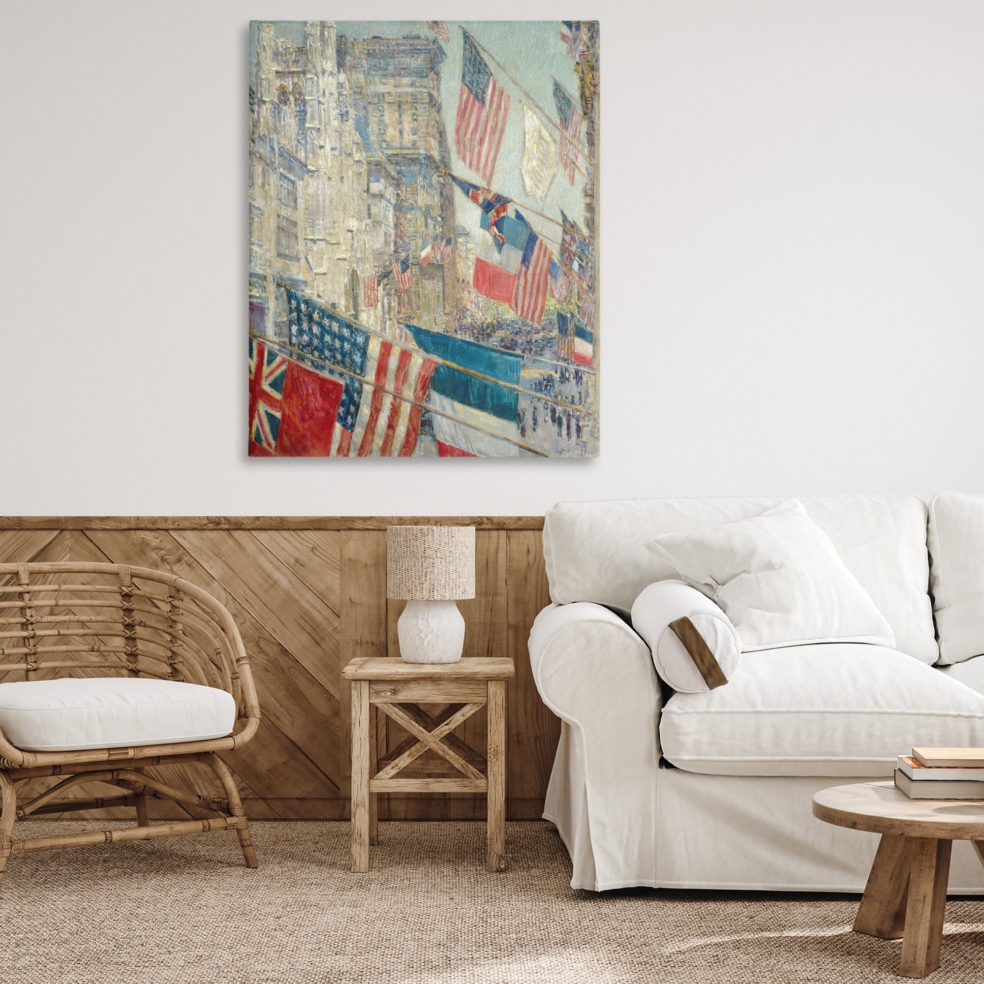 Stupell Industries Classic Americana Flags Patriotic Painting Wrapped Canvas Art Print Wall Art, 36 x 48