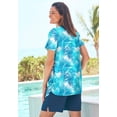 thumbnail image 2 of Swim 365 Women's Plus Size Split-Neck Short-Sleeve Swim Tee With Built-In Bra, 2 of 6