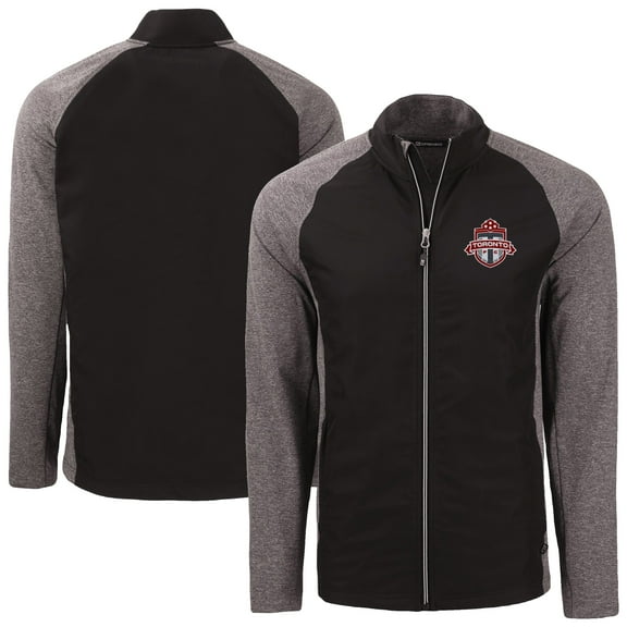 Men's-Cutter & Buck  Heather Black Toronto FC Adapt Eco Knit Hybrid Recycled Full-Zip Jacket