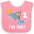 thumbnail image 3 of Inktastic First Birthday 1 Year Old Dolphin Boys or Girls Baby Bib, 3 of 4