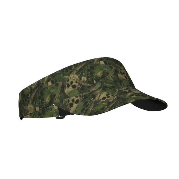 Balery Green Camouflage Skull Gorra deportiva con visera ajustable para mujer y hombre (talla única)
