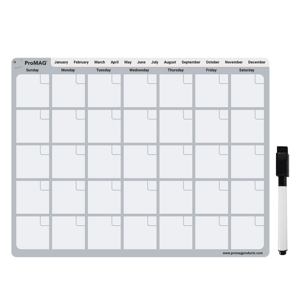 Monthly Dry Erase Calendar ProMAG 8.5 x 11 Inches
