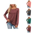 thumbnail image 1 of Long Sleeve Shirts for Women 2026 Spring Fashionable Crewneck Raglan Sleeve Relaxed Fit Casual Basic T Shirt, 1 of 5