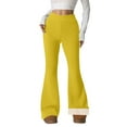 thumbnail image 2 of Women's Fleece Lined Thermal Pants, Winter Warm High Waisted Flare Leggings with Pockets, Soft Comfortable Yoga Pants for Lounging and Outdoor Activities Yellow, 2 of 9
