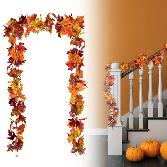 Clearance Artificial flowers under $5,Fall Garland Maple Leaves Garlands 70in Autumn Garland For Halloween Fireplace Decorations Fall Wedding Outdoor Decor