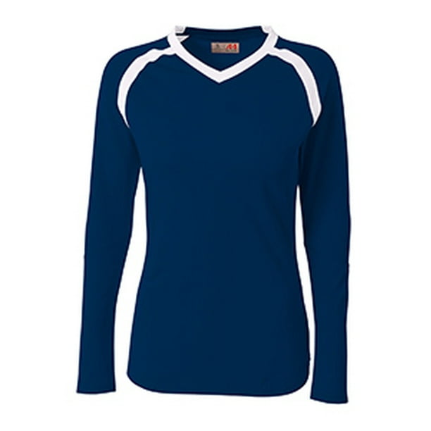 Youth Ace Long Sleeve Volleyball Jersey NAVY/WHITE S