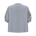 thumbnail image 5 of Dazajoo Cotton Linen Tops for Women 2025 Summer Half Sleeve Boho Embroidered Blouse Casual Crewneck Oversized Tee Shirts,Gray,L, 5 of 6