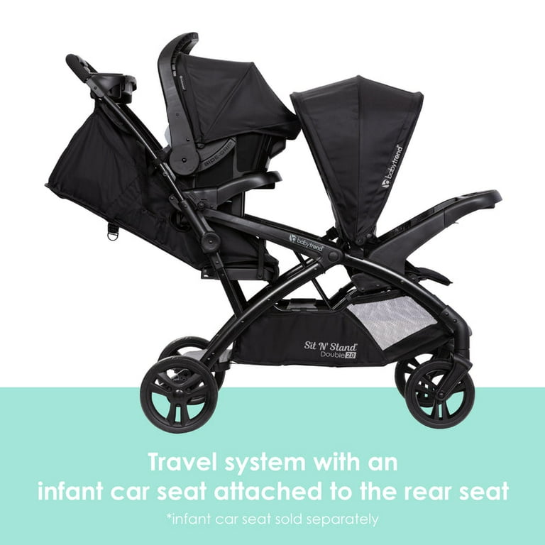 Baby Trend, Sit N' Stand Double 2.0 Stroller, Dash Black, Compact
