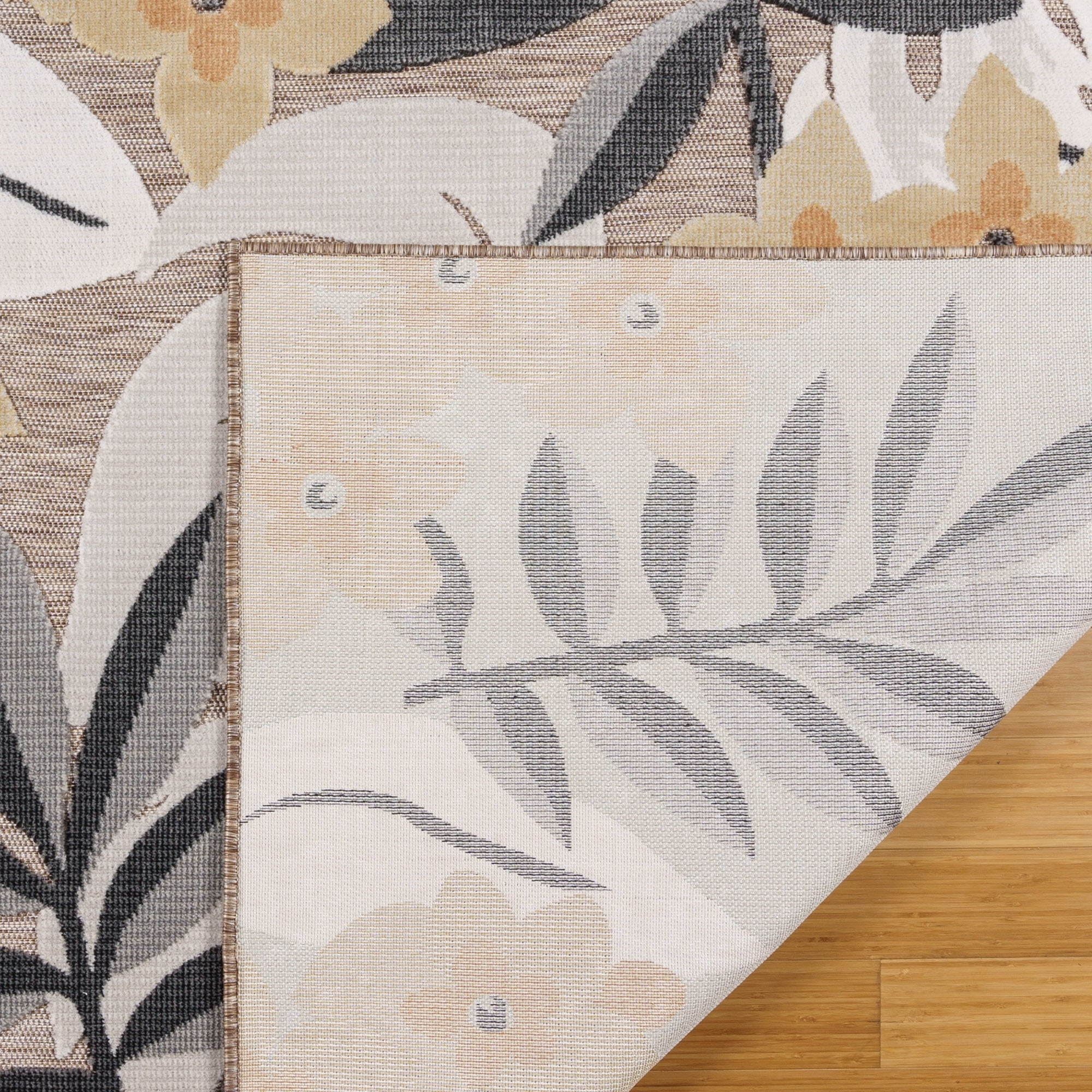 Gertmenian Tara Polly Coastal Floral Outdoor Gray Area Rug, 8x10