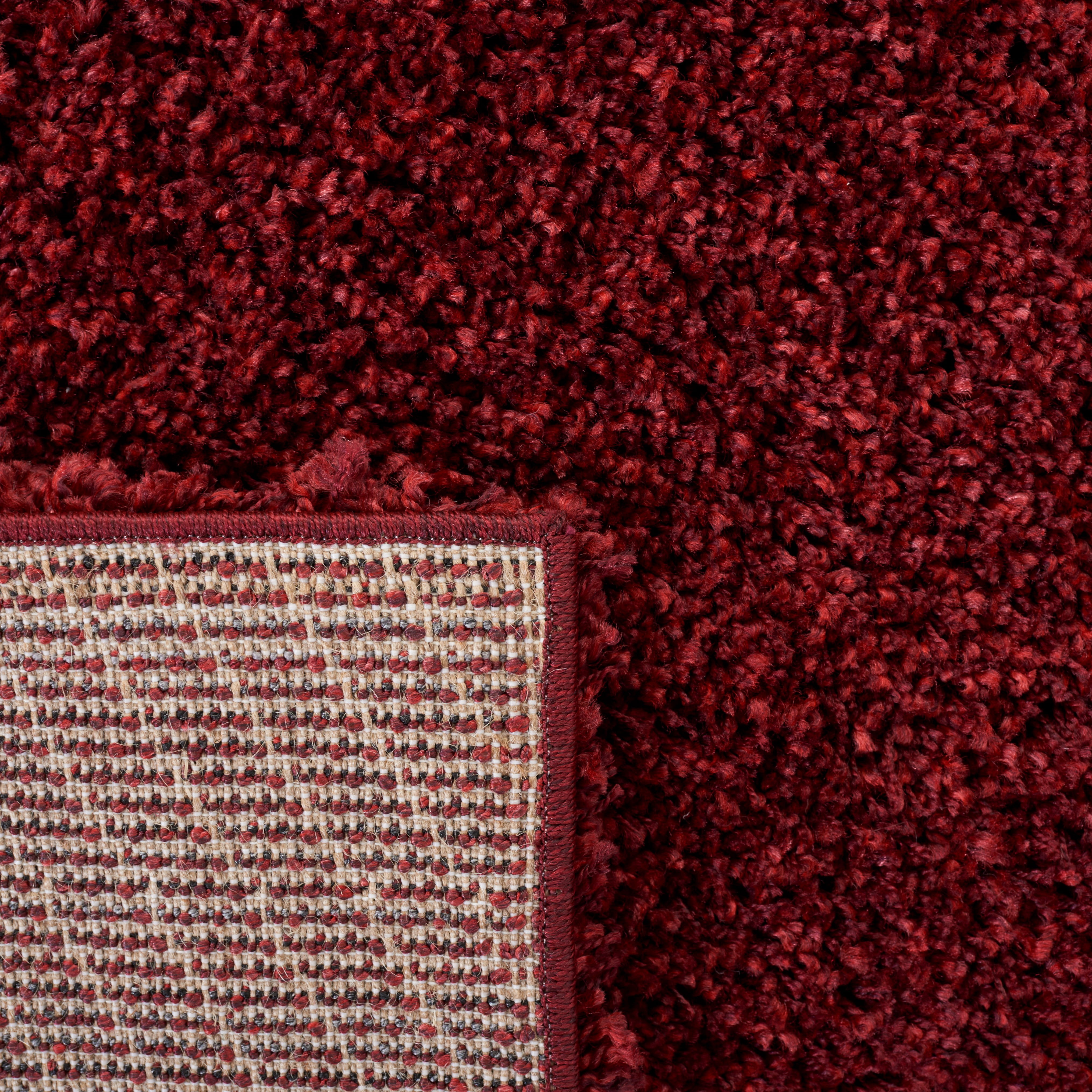 Safavieh Santa Monica Cali Solid Shag Area Rug, Maroon, 3' x 3' Round