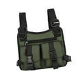 thumbnail image 1 of Riñonera funcional shamjiam de tela Oxford con bolsillos para correr acampar viajar y hacer ejercicio Verde Paquete de equipo de pecho, 1 of 8