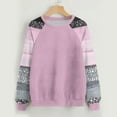 thumbnail image 2 of Grid Color Block Sweatshirt for Womens Crew Neck Tops Long Sleeve Fleece Sweater Blouses Loose Fit Lounge Warm Pullover Thermal Shirts Trendy 2025 Clothes, 2 of 3