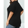 thumbnail image 3 of Cuteduck Womens Plus Size Casual Henley Waffle Knit Button-Up Top Short Sleeve Polo Shirt 1X-5X, 3 of 10