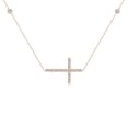 thumbnail image 2 of ANGARA Natural Diamond Sideways Cross Station Necklace in 14K Rose Gold for Women (Size-2.4mm| Color-I-J| Clarity-I1-I2) | Anniversary, Jewelry Gift for Women | Natural Diamond Necklace, 2 of 6