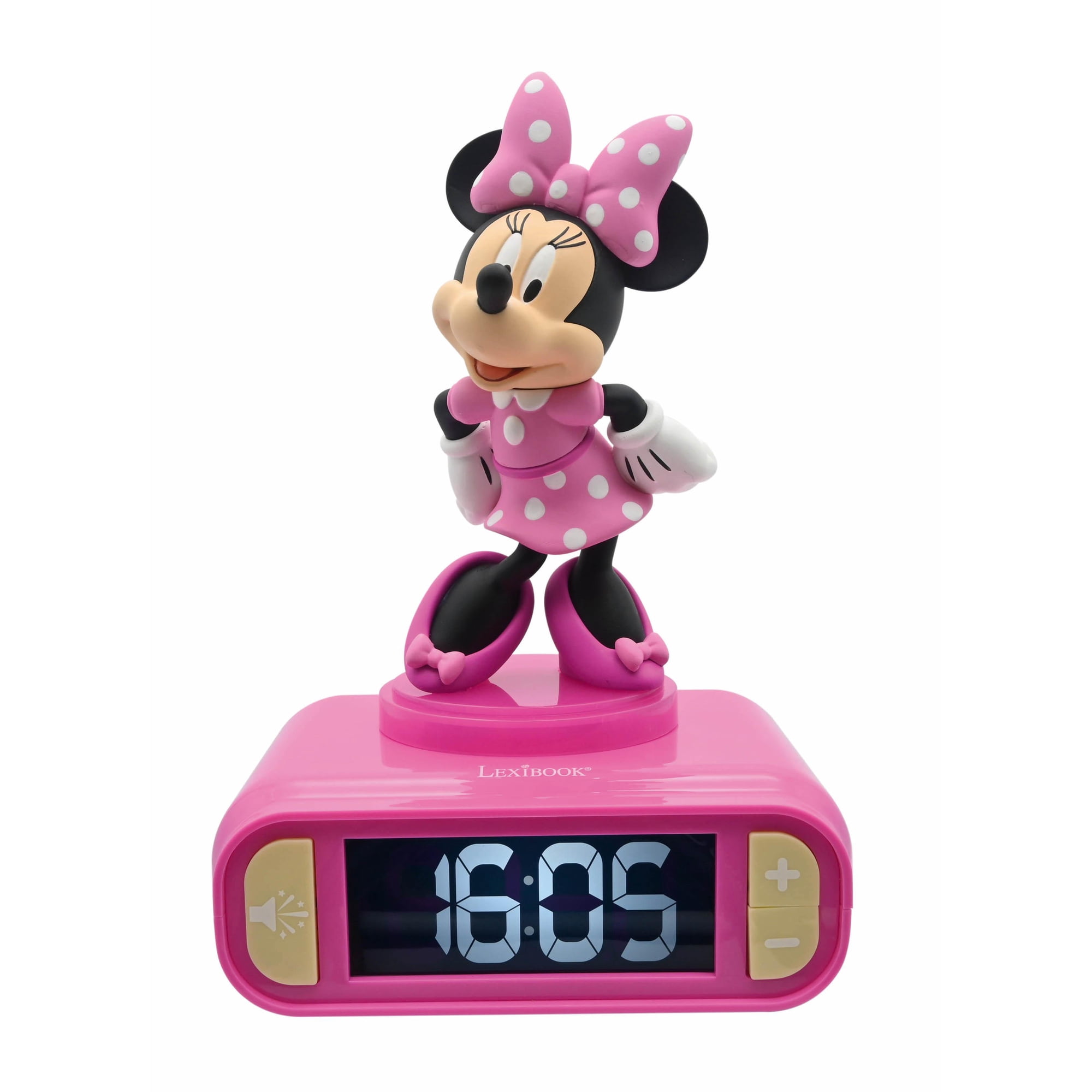 Lexibook Disney Minnie Nightlight Alarm Clock, Sounds, LCD, Pink, Kids photo