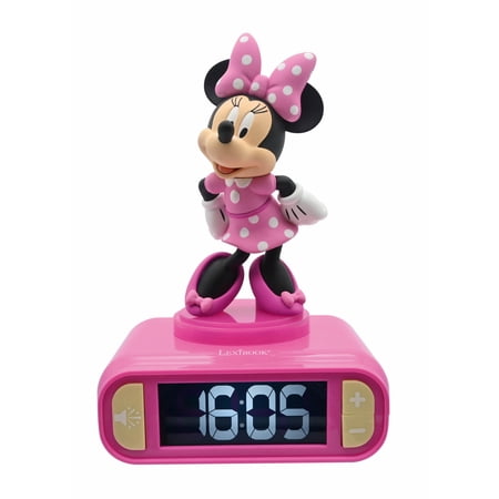 Lexibook, Disney Minnie, Minnie Nightlight alarm clock, Sounds and Melodies, LCD Backlit screen, Luminous, Snooze, Pink