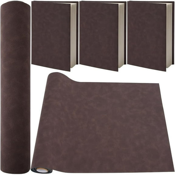 51 x 11.8in Book Cloth Fabric Suede Leather Fabric Surface Non-Woven Base Dark Brown