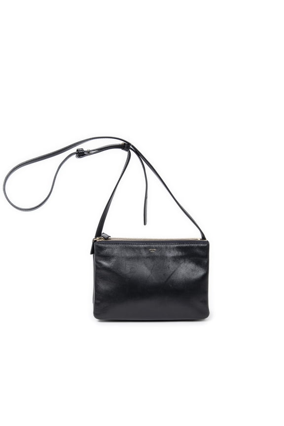 Pre-Owned Celine Navy Small Trio Crossbody Shoulder Bag Calfskin Leather