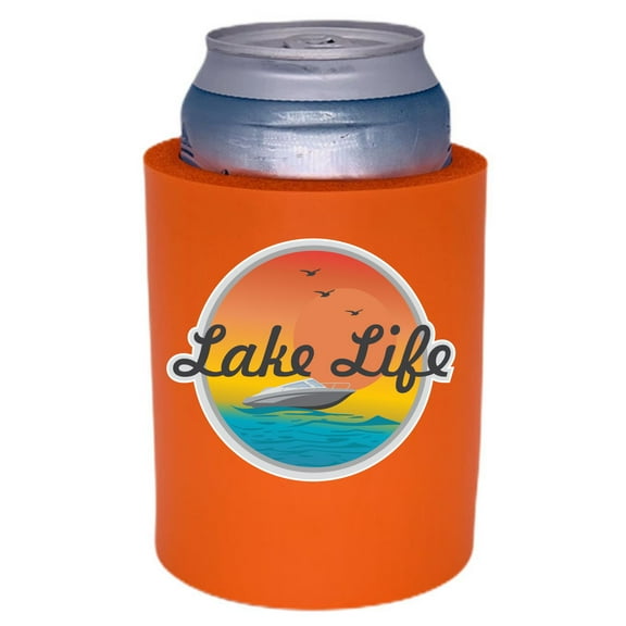 Lake Life Thick Foam Old School Can Coolie (Orange)