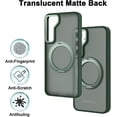 thumbnail image 2 of 360 ° Rotatable Magnetic Ring Holder for Samsung Galaxy S24 Case Compatible with Magsafe Hard PC Translucent Matte Protective Kickstand Phone Case for Samsung Galaxy S24 Green, 2 of 14