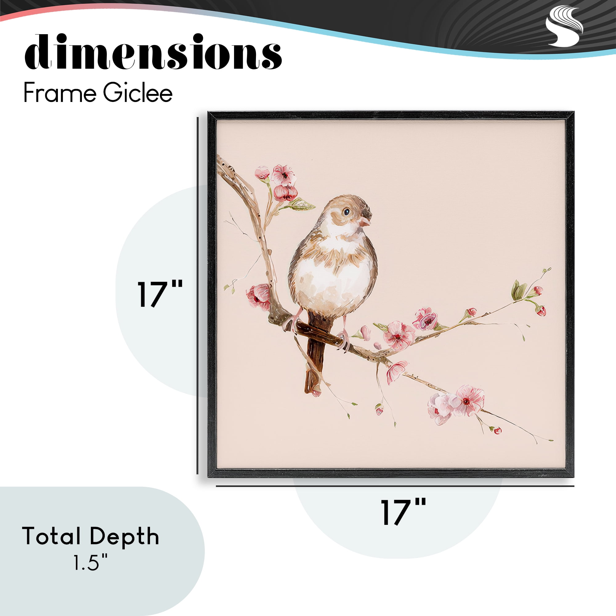 Sweetest Brown Bird Black Framed Giclee Art, design by Lisa Wehmeyer