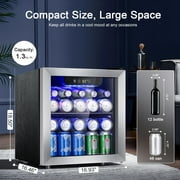 Auseo 55Cans Mini Fridge Cooler, Beverage Refrigerator Cooler with Stainless Steel Glass Door & Adjustable Leveling Legs, Home/Bar/Office