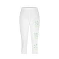 thumbnail image 4 of ClodeEU Women's Print Stretch Tight Capri Pants,Elastic Low Waist Knee Length Yoga Pants White 06,Womens Plus XL, 4 of 4
