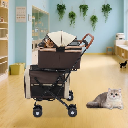 Foldable Pet Stroller Dog & Cat Stroller Foldable Pet Stroller for Small & Medium Dogs