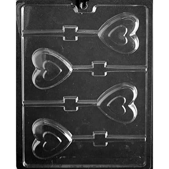 Grandmama's Goodies V178 Moule à Sucettes de la Saint-Valentin Cœur en Cœur Chocolat Bonbon Savon avec Instructions de Moulage Exclusives