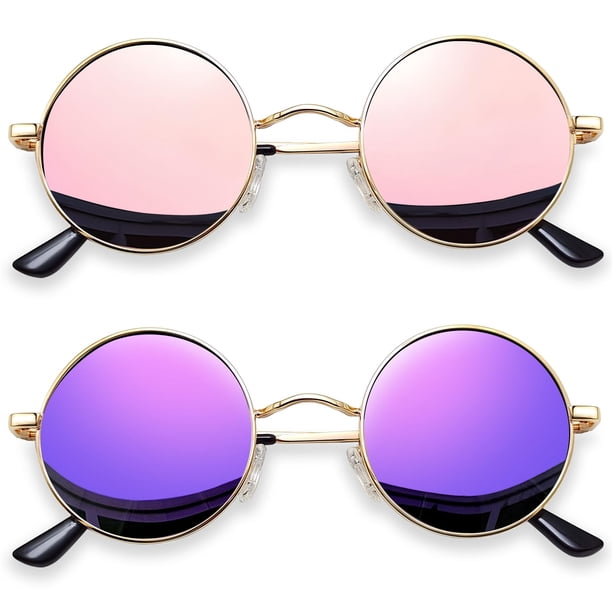 Lentes de Sol Joopin Hippie Redondos Polarizados UV400 Rosado Púrpura