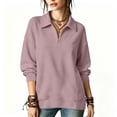 thumbnail image 6 of Half-Zip Sweatshirts for Women Zaewscy Women's /Winter Casual Long-Sleeve Hooded Sweatshirt With Zipper And Lapel Collar Pink XXL, 6 of 7