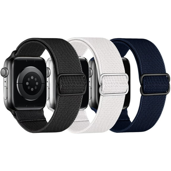 ZSOU 3 Pack Nylon Watch Bands for Apple Watch 38/40/41/42mm(Series 10) - Black, White, Navy - Unisex