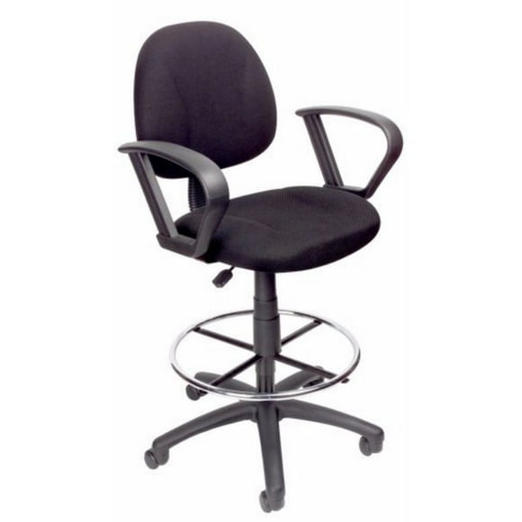 Nicer Furniture Loop Arms Black Fabric Drafting Chair with Drafting Stool And Foot Ring