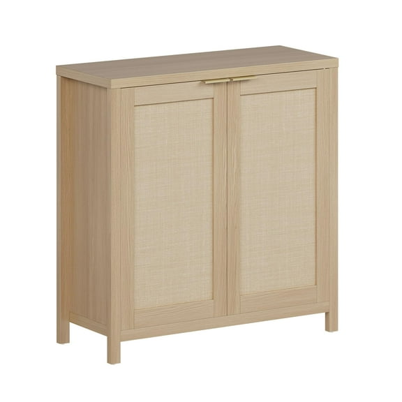 BouPower Farmhouse Kitchen Sideboard Buffet Storage Cabinet with Rattan Decorated Doors, Cupboard Console Table Wood Buffet Cabinet with Adjustable Shelves for Hallway Living Dining Room Entryway