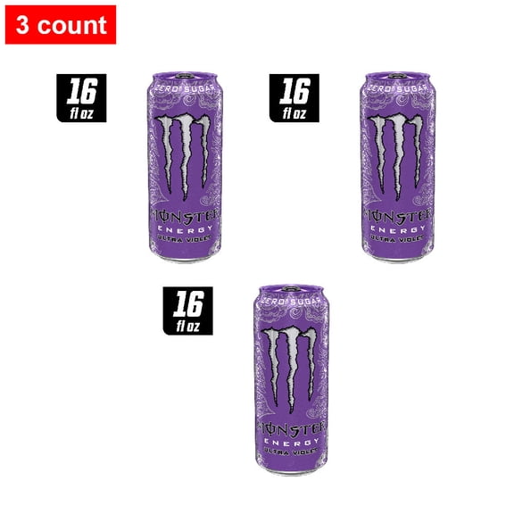 Monster Zero Sugar Ultra Violet Energy Drink Can 16 fl oz - 3 count