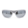thumbnail image 2 of Classic 90s Style Sport Oval Round Plastic Sunglasses All Silver Mirror, 2 of 4
