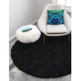 thumbnail image 3 of Unique Loom Solo Solid Shag Collection Area Modern Plush Rug Lush & Soft, 6 ft 0 x 6 ft 0, Jet Black, 3 of 5