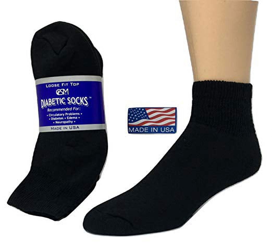 Creswell 24 Pairs Of Mens Black Diabetic Ankle Socks 13-15 Size MADE IN USA