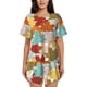 thumbnail image 1 of Fotbe Fall Maple Leaves Conjunto de Pijama Estampado para Mujer, 2 Piezas, Ropa de Dormir con Camiseta de Manga Corta y Shorts Suaves-Small, 1 of 6